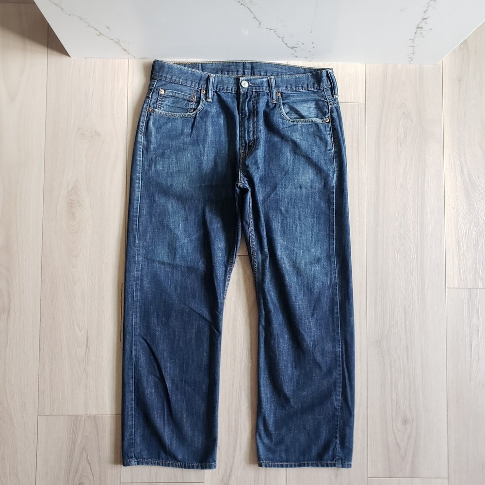 Levis 559 Jeans Mens 34x30 Blue Dark Wash Relaxed Straight Baggy Faded Denim